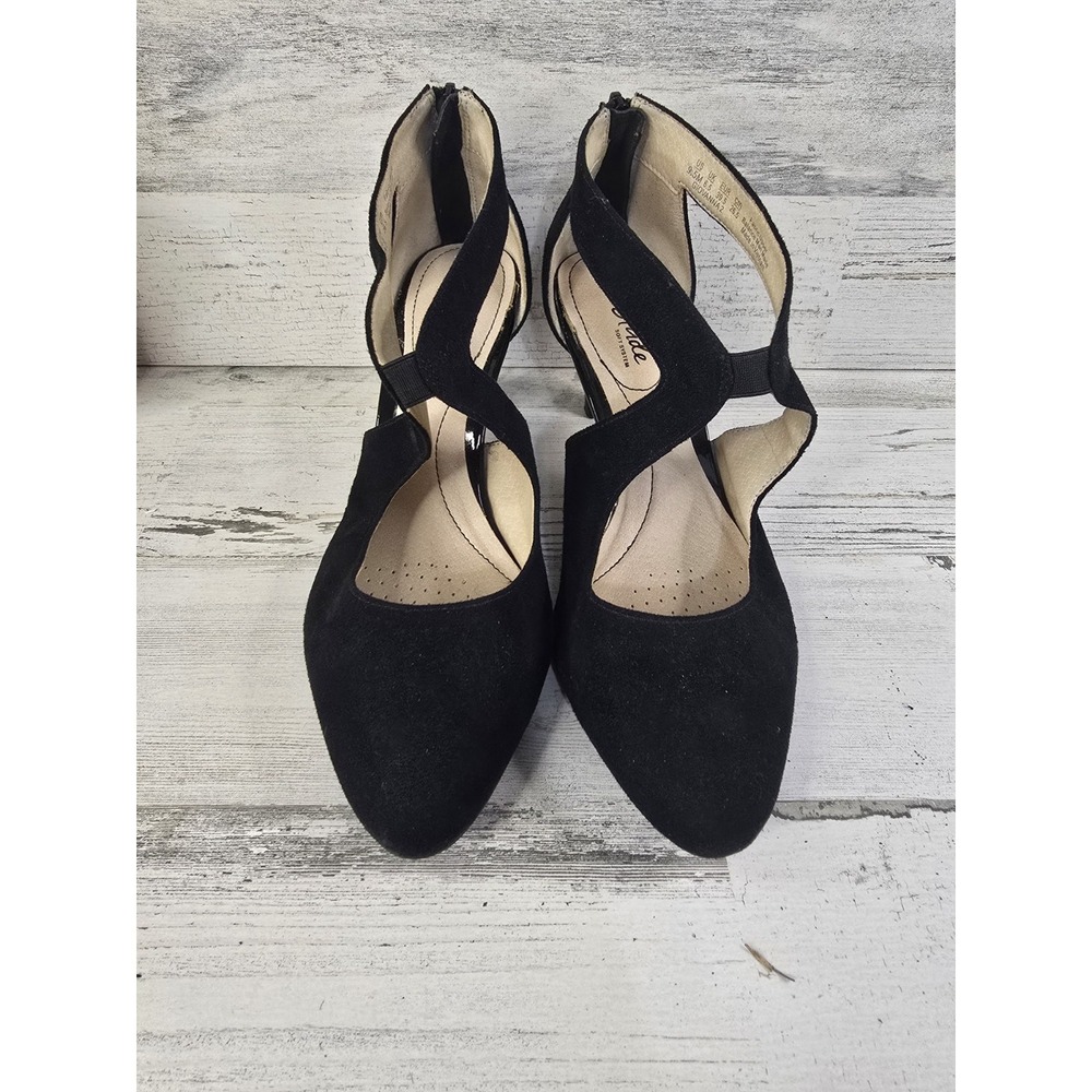 LifeStride Giovanna 2 Black Fabric Strappy‎ Pumps Heels Womens 9.5M Comfort Soft
